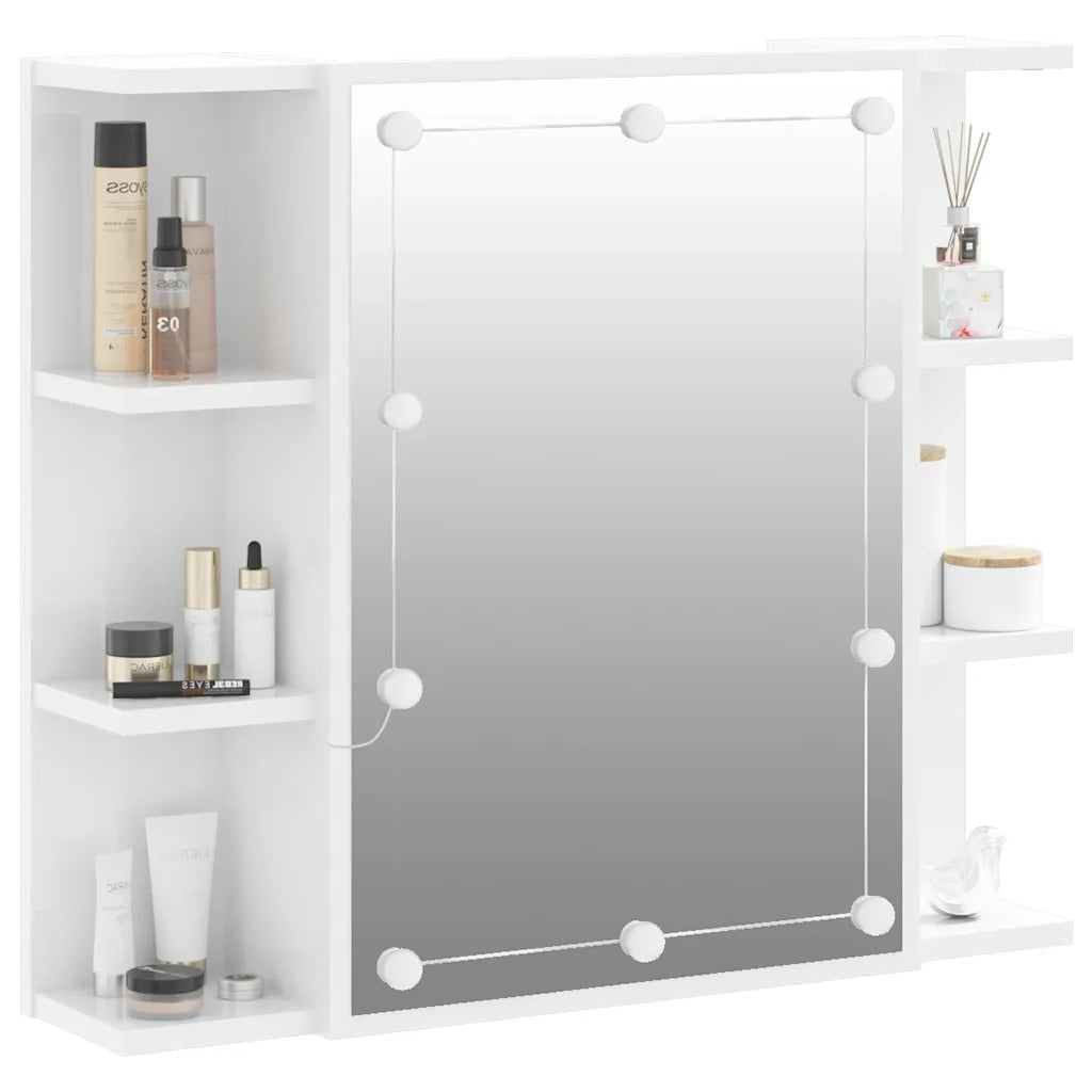 Mobile a Specchio con LED Bianco Lucido 70x16,5x60 cm 808879