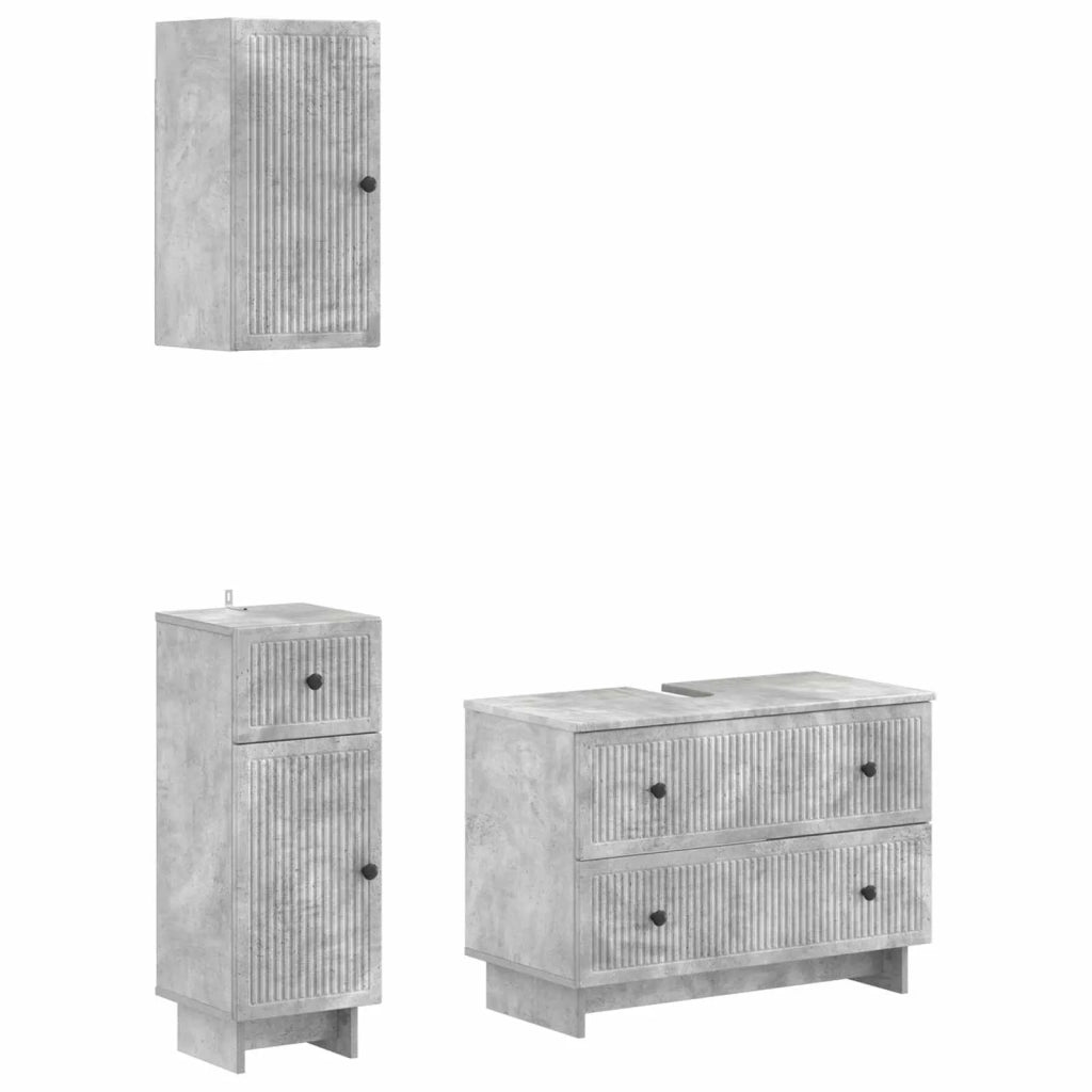 Set di armadietti da bagno in 3 pezzi EDE Grigio Cemento 3417741