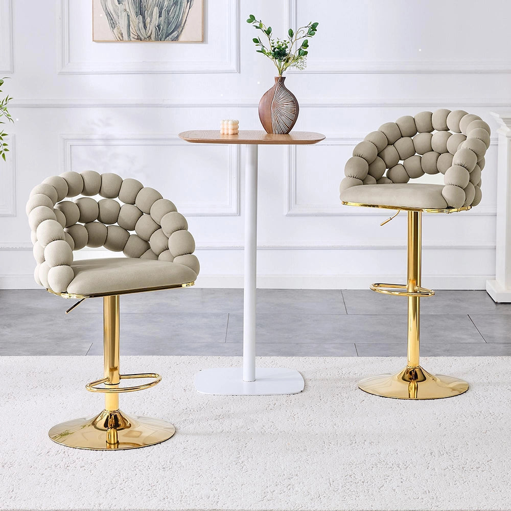 Set 2 sgabelli bar - Xylo - velluto grigio gambe dorate regolabili
