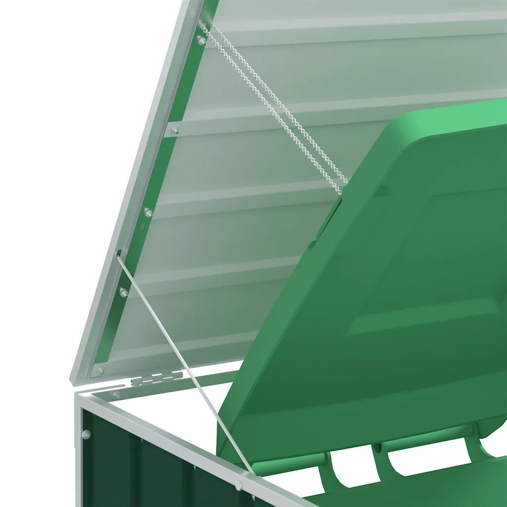 vidaXL Copribidone con Ruote per 2 Bidoni Verde 144x81x113 cm Acciaio