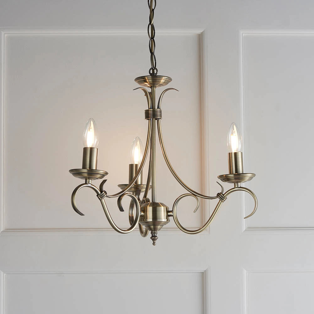 Lampadario Bernice ottone anticato 3xE14 dimmerabile Endon