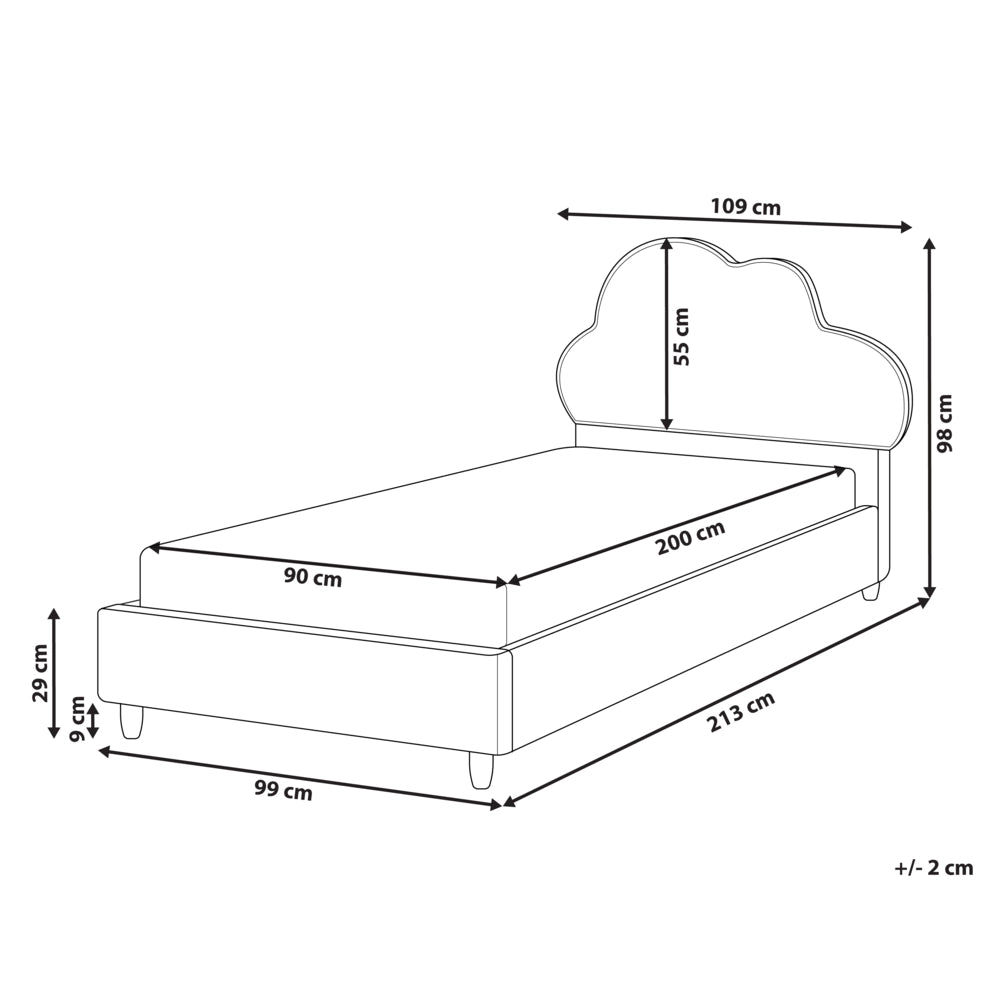 Letto moderno in velluto imbottito per bambini con base a doghe beige 90 x 200 cm cameretta Moderna