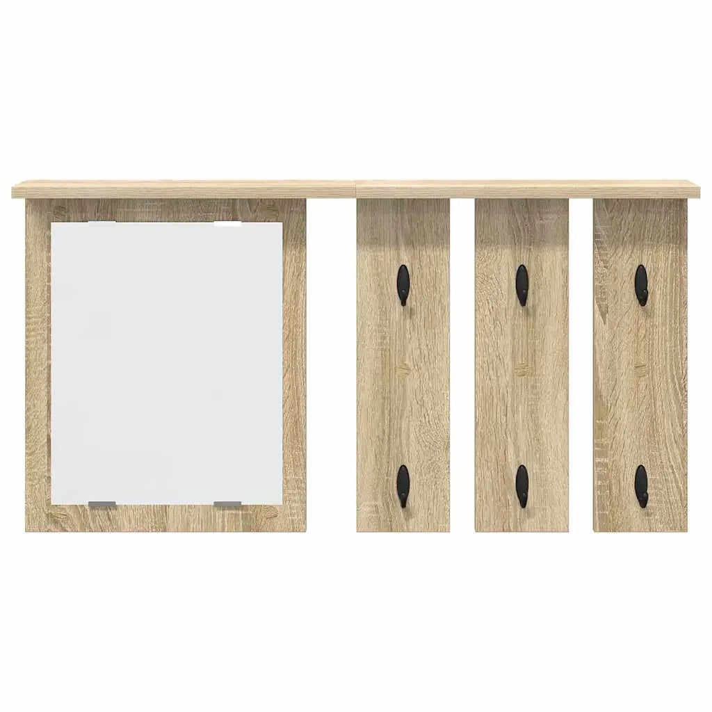 Appendiabiti a muro con specchio rovere sonoma 85 x 10 x 45 cm 874485