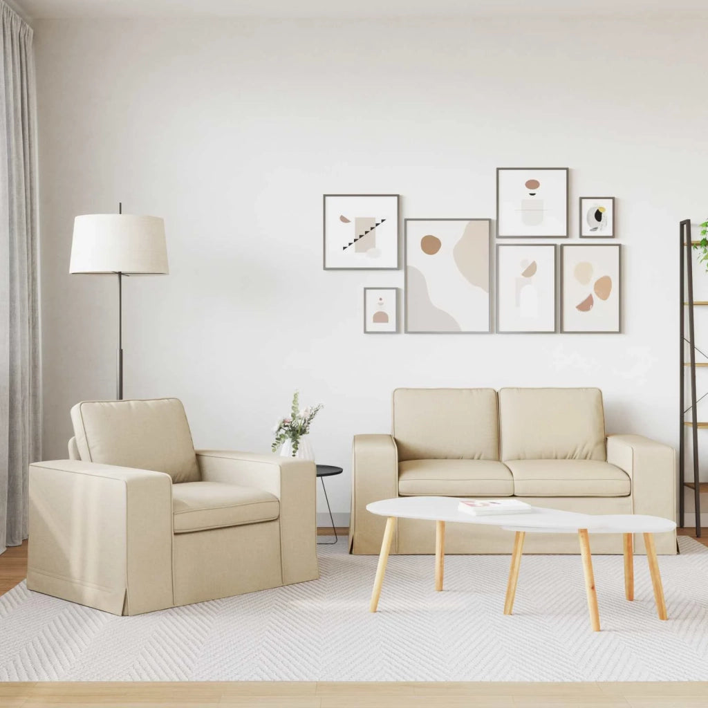 Set di divani 2 pcs Crema 162 x 80 x 82 cm Tessuto 3407505