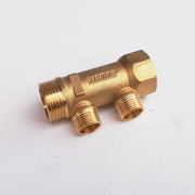 Collettore lineare da 1 - 18mm a 2 vie da 3/4 mf di ottone