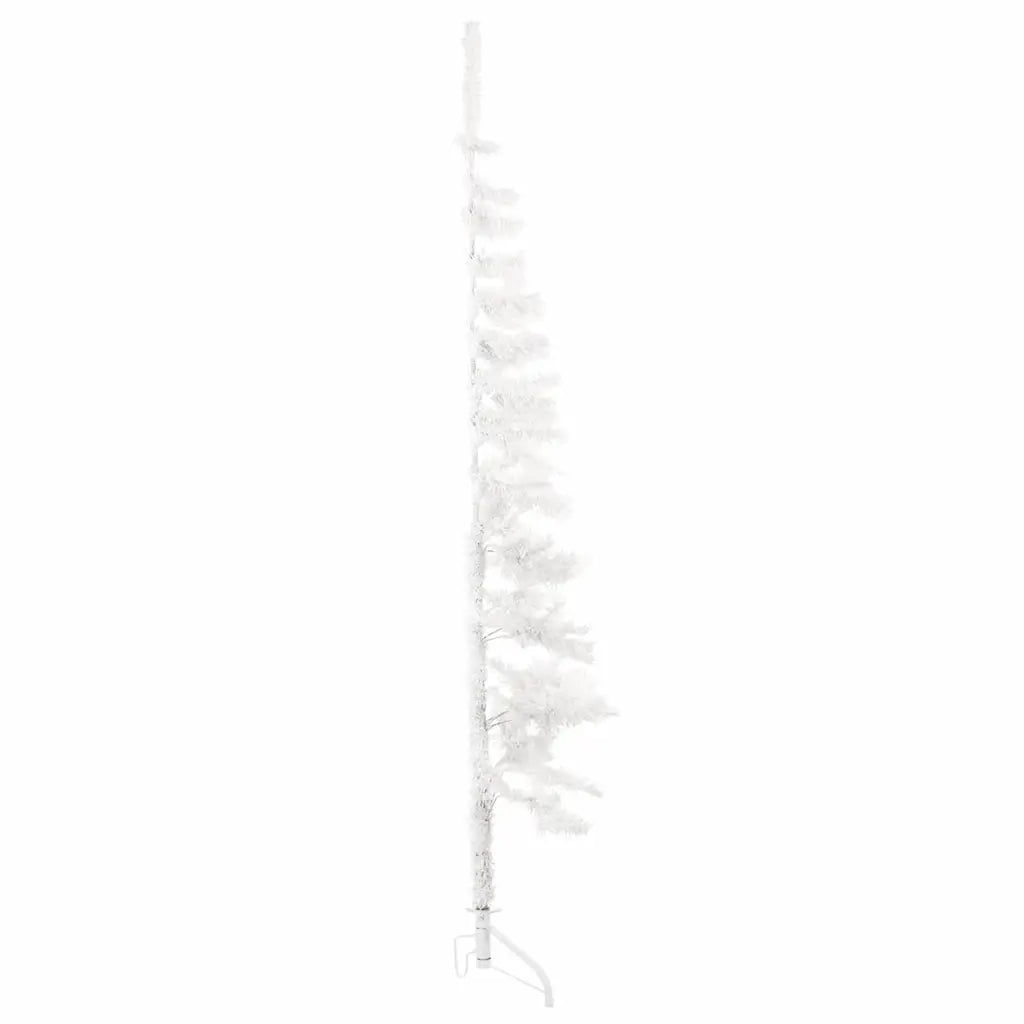 Albero Natale Artificiale Sottile a Met¨¤ Supporto-Albero Natalizio Bianco 150 cm