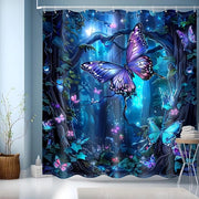 Douchegordino blu - tema farfalla 3D - 1 pezzo - 180 x 200 cm