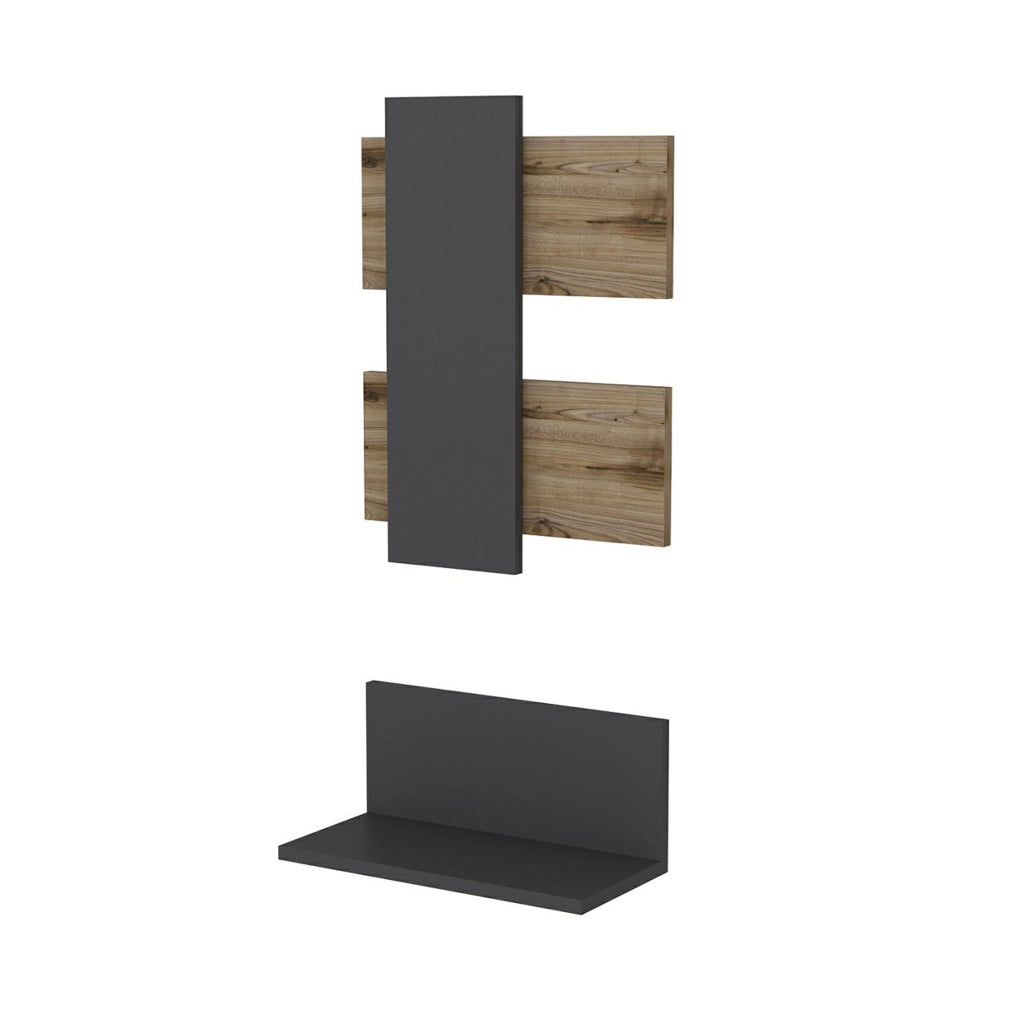 Set di Mensola Espositiva 'Egtved' Mensola da Muro con Pannello Decorativo - Antracite/Rovere [en.casa]