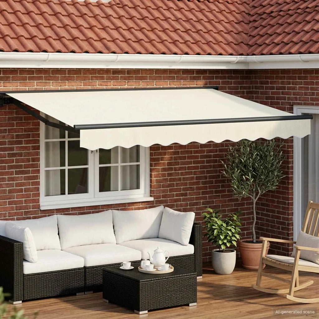 Cornice per Tenda Manuale con LED Crema e Antracite 3,5 x 2 m 3420763