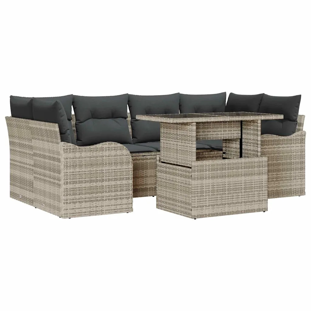 Set Divano da Giardino con cuscino 7 pcs Grigio chiaro 3357135