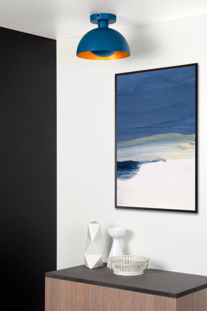 Plafoniera semicircolare blu oro Siemon Lucide E27