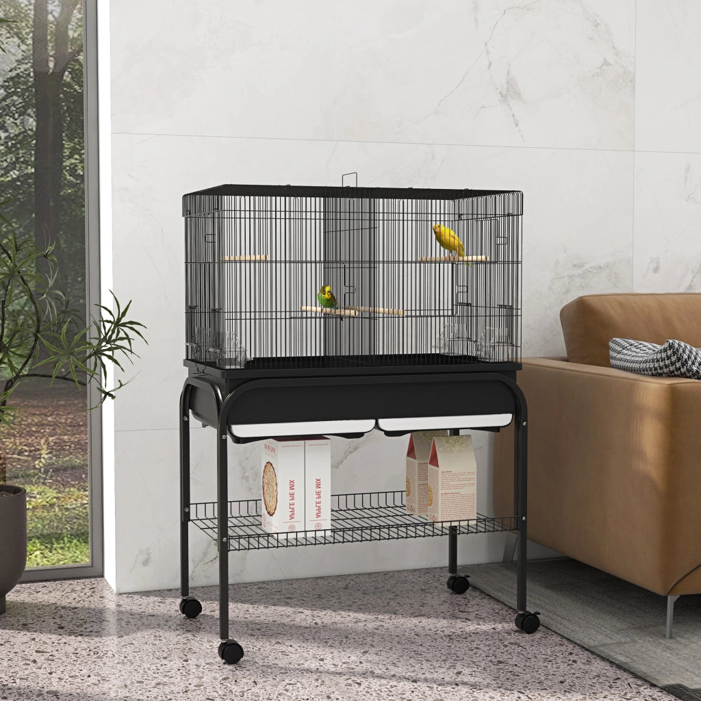Gabbia Uccelli Grandi con Ruote ¨C Zephmum ¨C Nero 85x49x119 cm