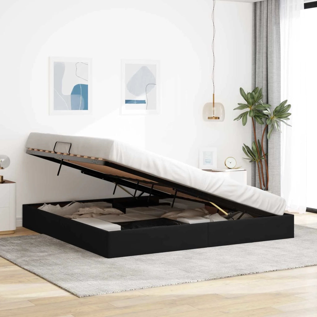 Letto ottomano con archiviazione Nero 200 x 200 cm Velluto 3442906