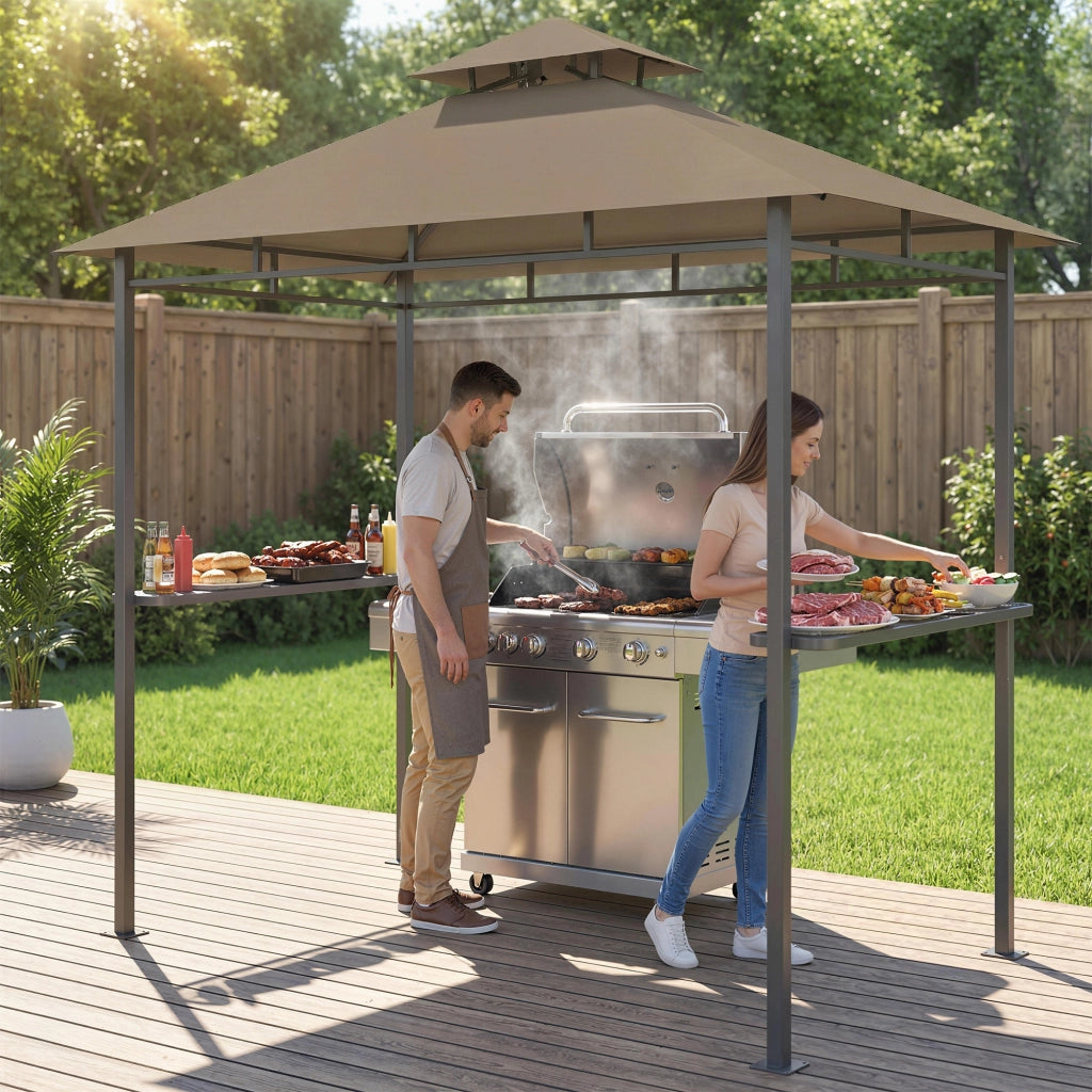 Gazebo Barbecue ¨C Minimal ¨C Marrone 245x146x255cm