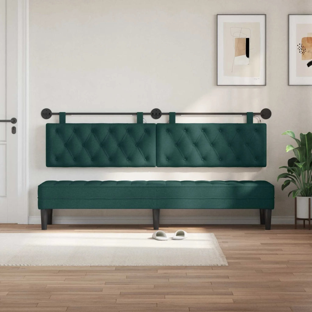 Testiera sospesa Con luce LED Verde Scuro Tessuto 3424714