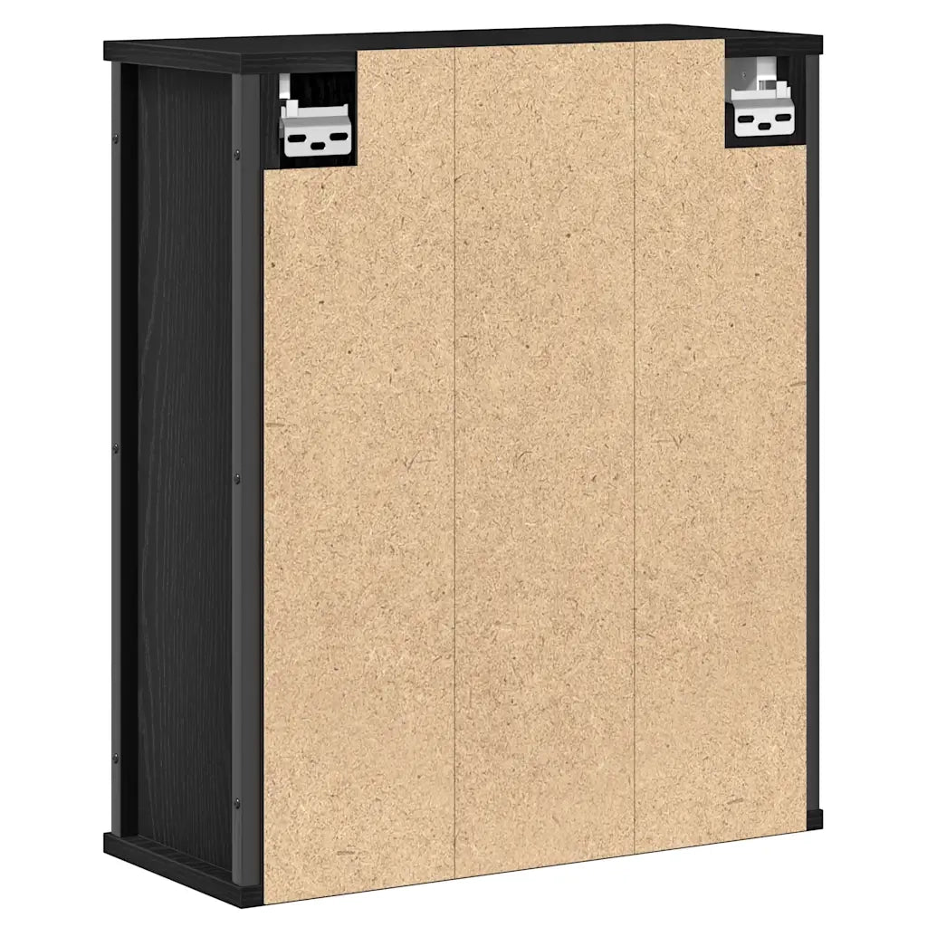 Pensile da Bagno con Specchio-Mobile bagno con specchio Rovere Nero 50x21x60 cm
