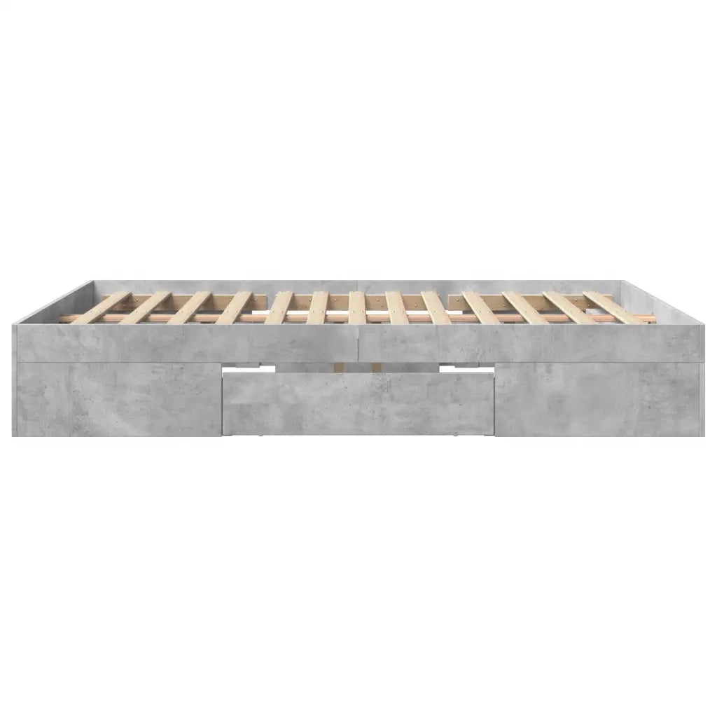 Letto matrimoniale | Letto per adulti | Giroletto senza Materasso Grigio Cemento 160x200cm Truciolato