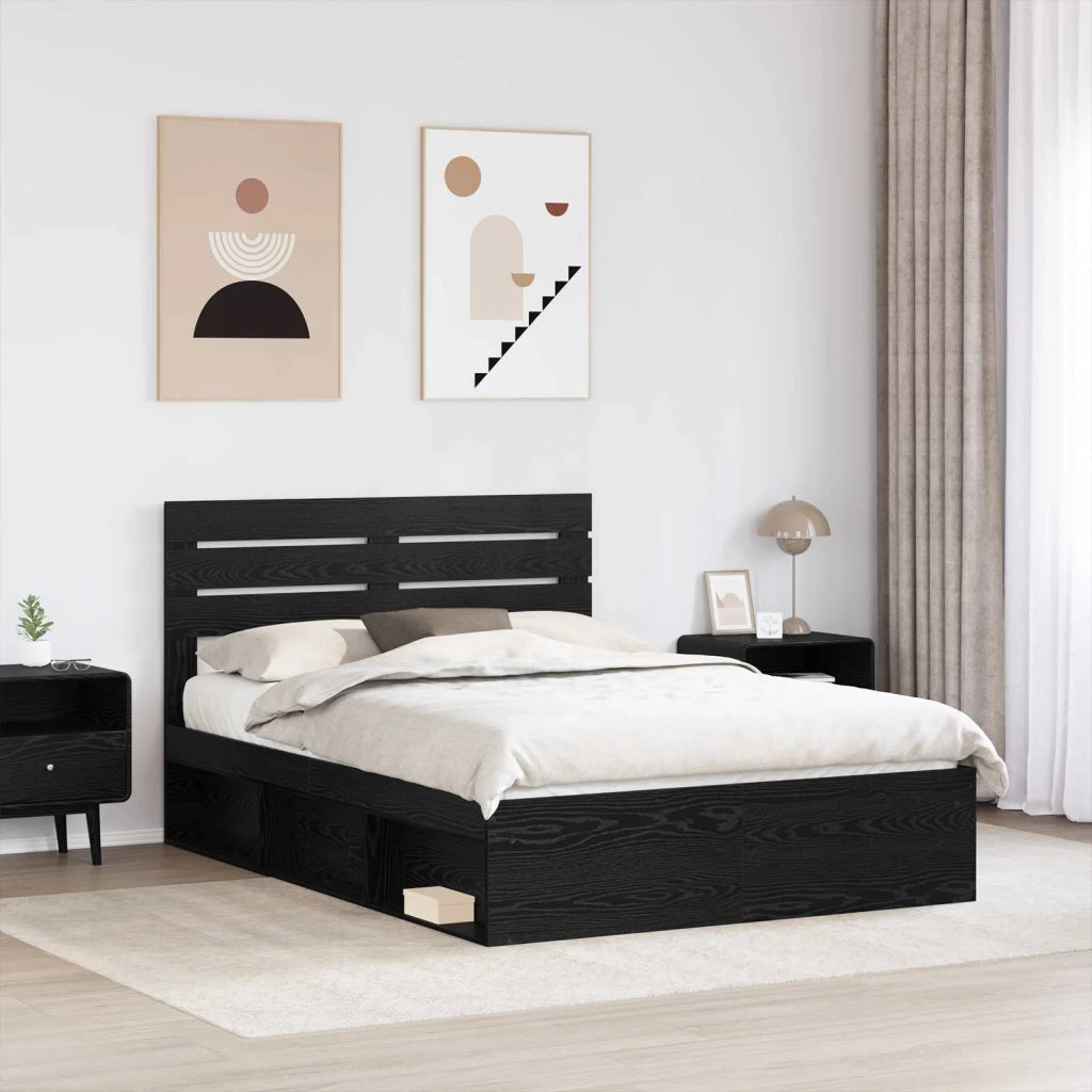 Letto matrimoniale | Letto per adulti | Struttura del letto Nero 150 x 200 cm Pino massello