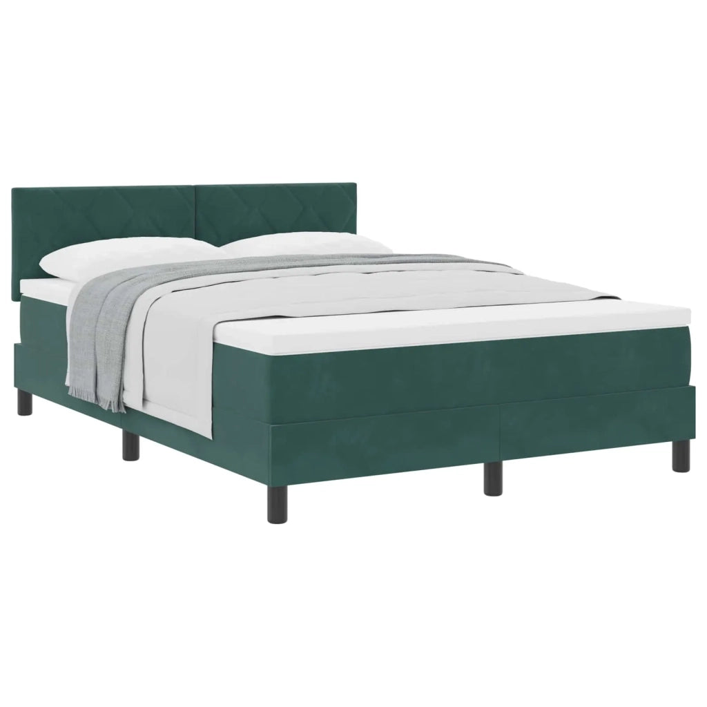 Letto a molle con testiera Verde Scuro 140 x 200 cm Velluto 3339245