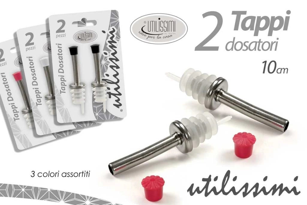 Set 2 Pezzi Tappi Bottiglia Dosa E mesci in Acciaio Inox