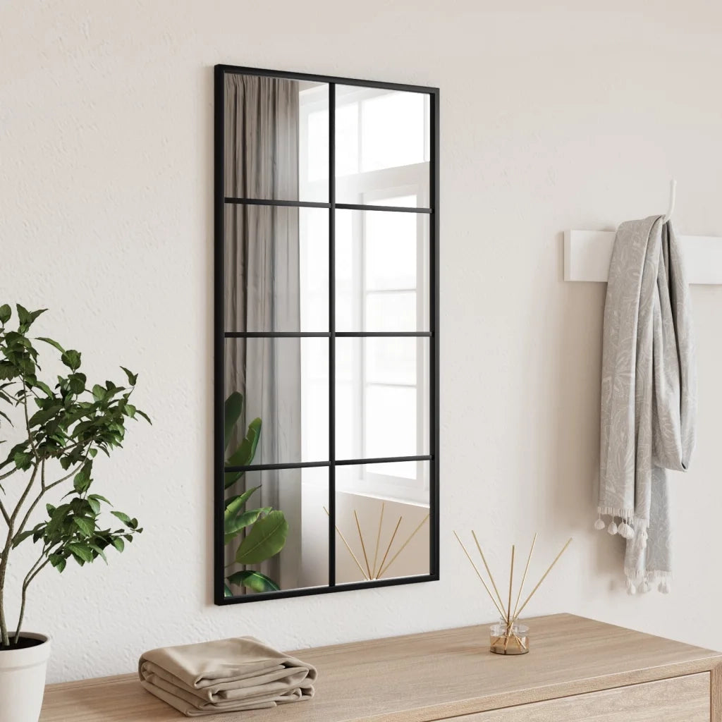 Specchio da Parete | Specchio decorativo Nero 40x80 cm Rettangolare in Ferro