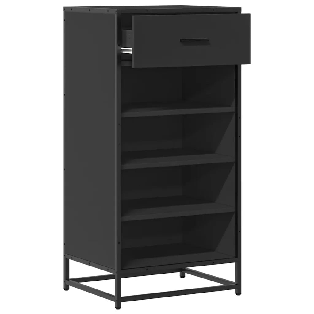 Scarpiera | Mobile per scarpe Nera 48x38x97,5 cm in Legno Multistrato