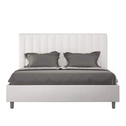 Letto queen size con rete imbottito 150x190 similpelle cappuccino Agueda