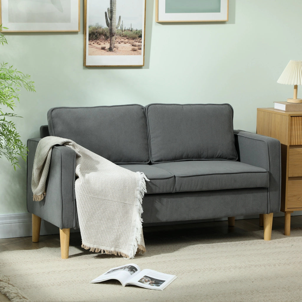 Divano 2 Posti Tessuto Velluto con Contenitore e Cuscini ¨C Minimal ¨C Grigio 140x63x79 cm