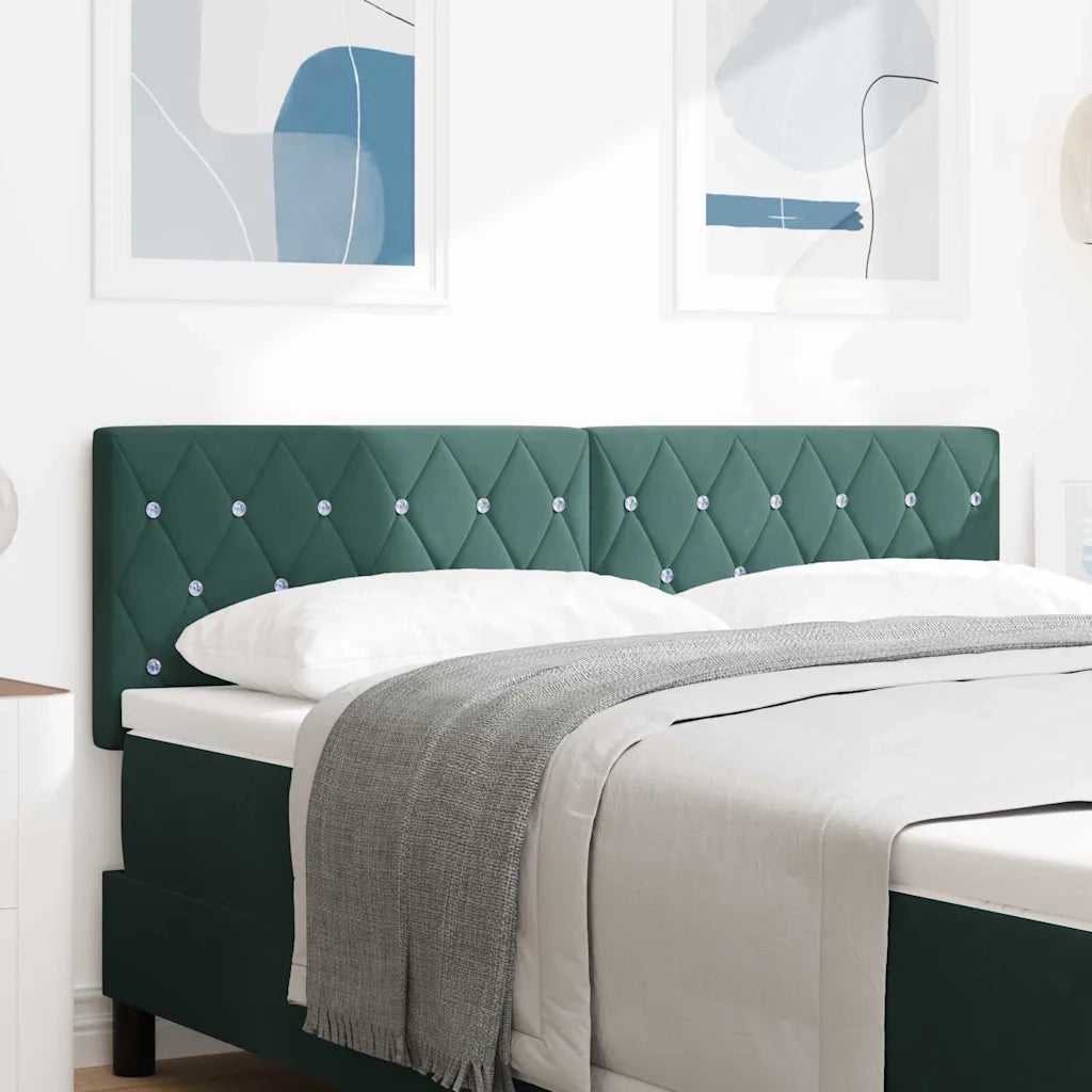 Testiera | Testata LED con strisce LED Verde Scuro 144 cm Velluto