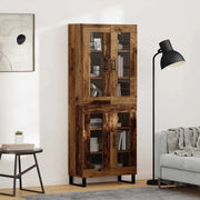 Credenza 2 pcs Legno vecchio Legno Stratificato e Vetro 3403195