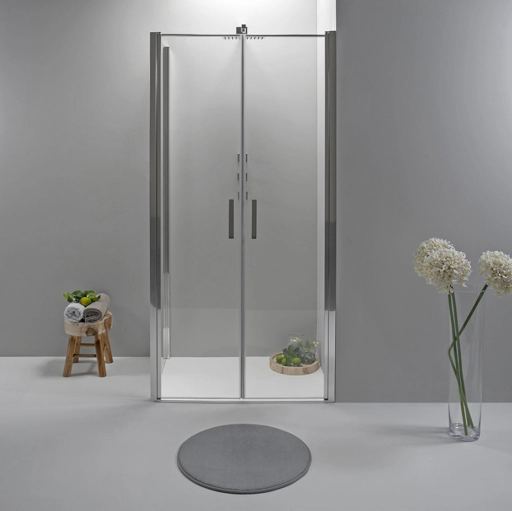 Box Doccia Angolare 70x70 Cm Apertura Saloon con Lato Fisso Trasparente