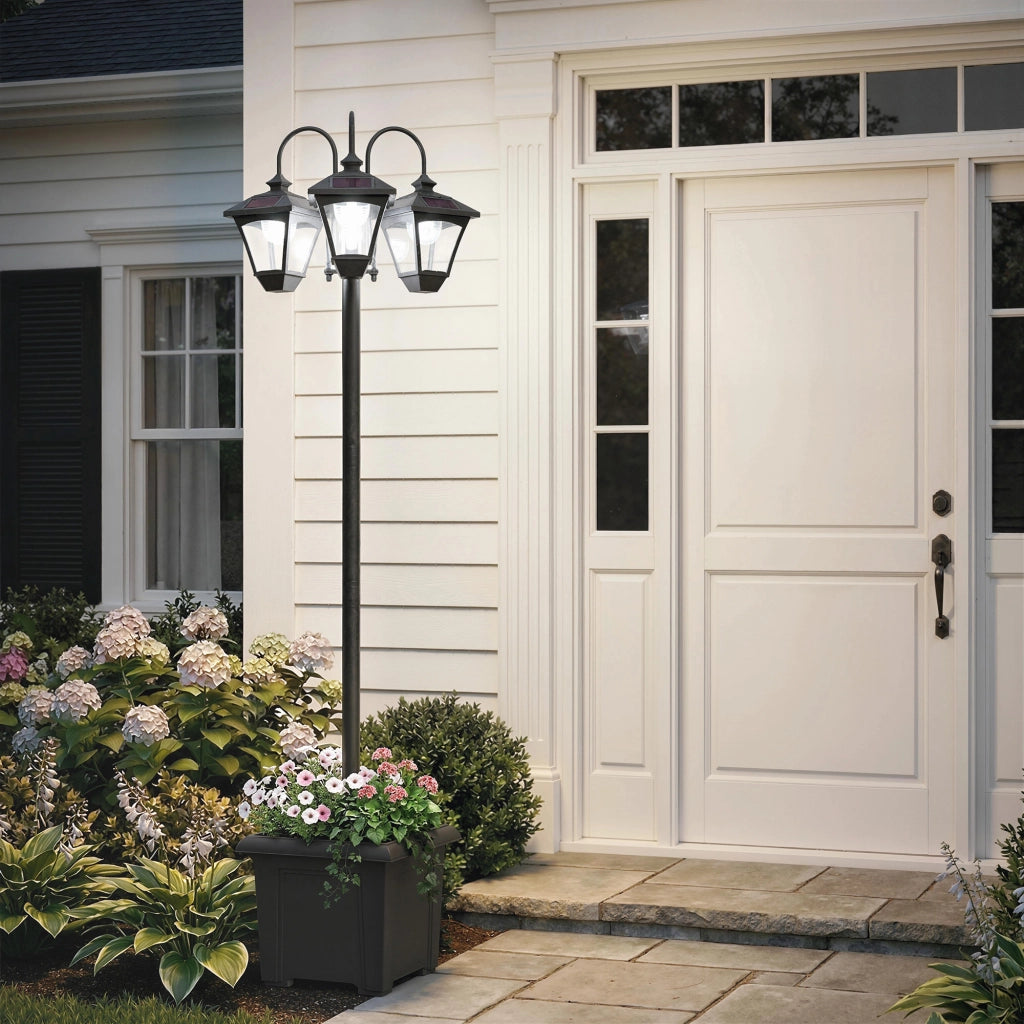 Lampada da Esterno 3 Luci con Vaso ¨C Zephmum ¨C Nero 52x52x185cm