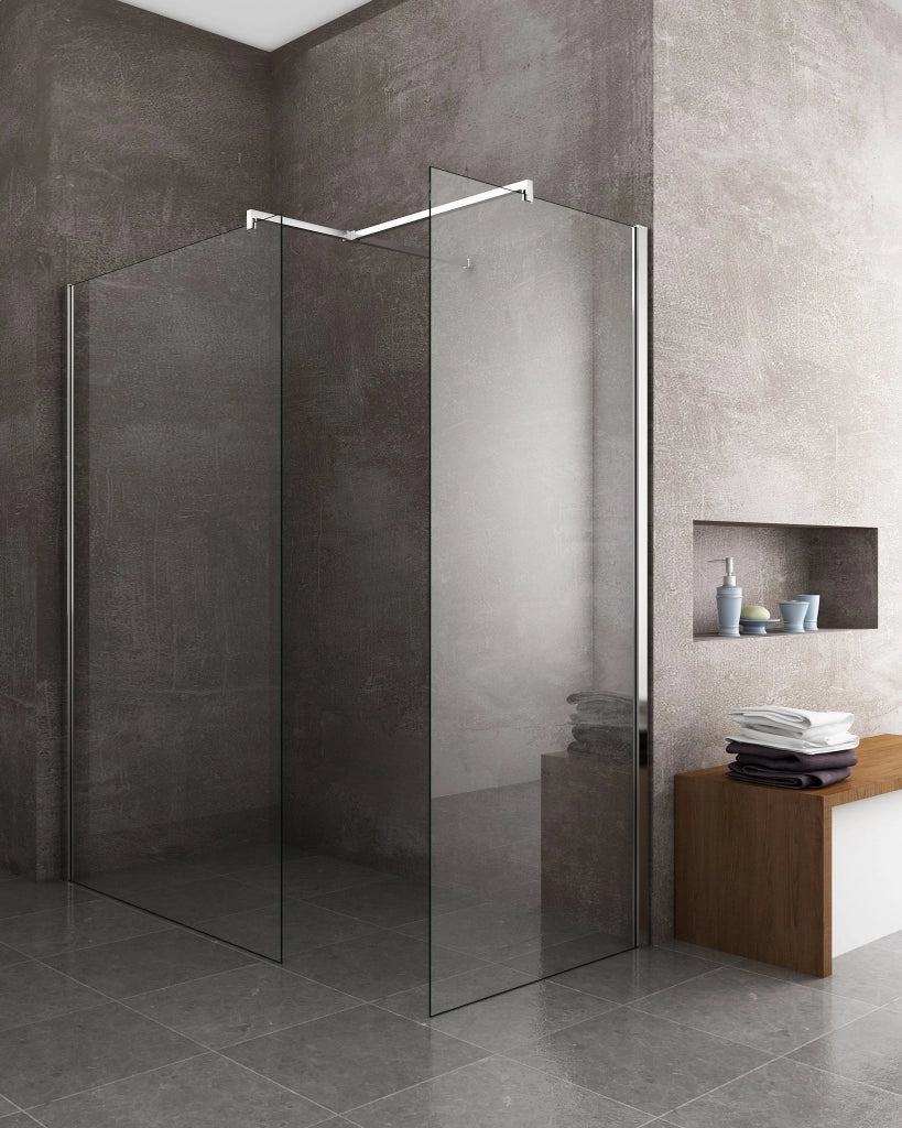 Doppia Parete Doccia Walk-in Con Braccio Di Sostegno Superiore a T Vetro 8 mm Reversibile 73-75 x 108-110 H 200 cm