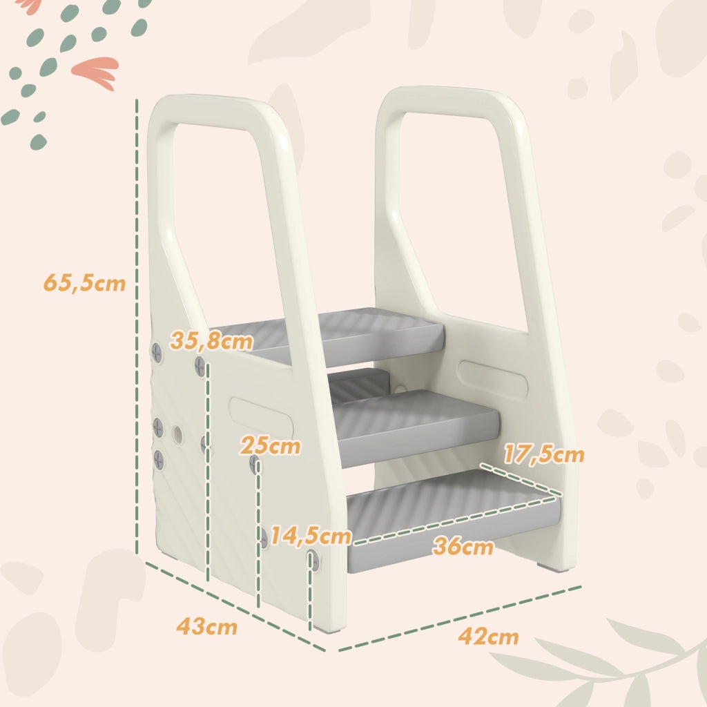 Scalino Bambini ¨C zephmum ¨C Grigio, Plastica, Regolabile 2-3 Gradini