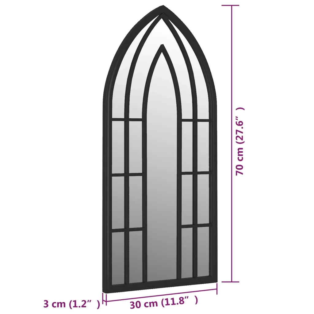 Specchio da Giardino Nero 70x30 cm in Ferro per Uso Esterno 318356