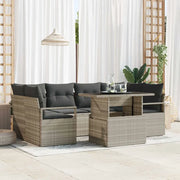 Set Divano da Giardino 7 pcs Grigio chiaro polyrattan