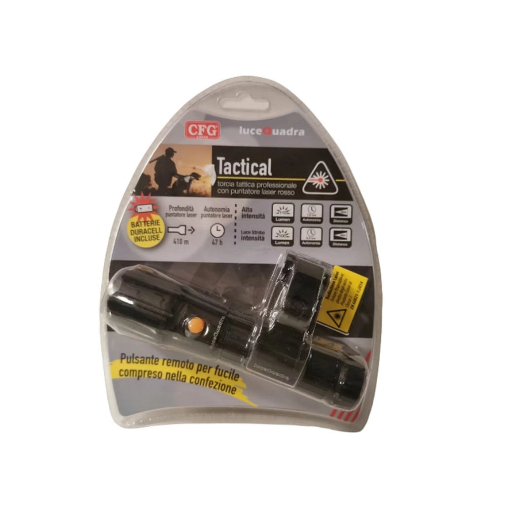 Cfg el032 torcia tattica led professionale con puntatore laser rosso 3w 410m