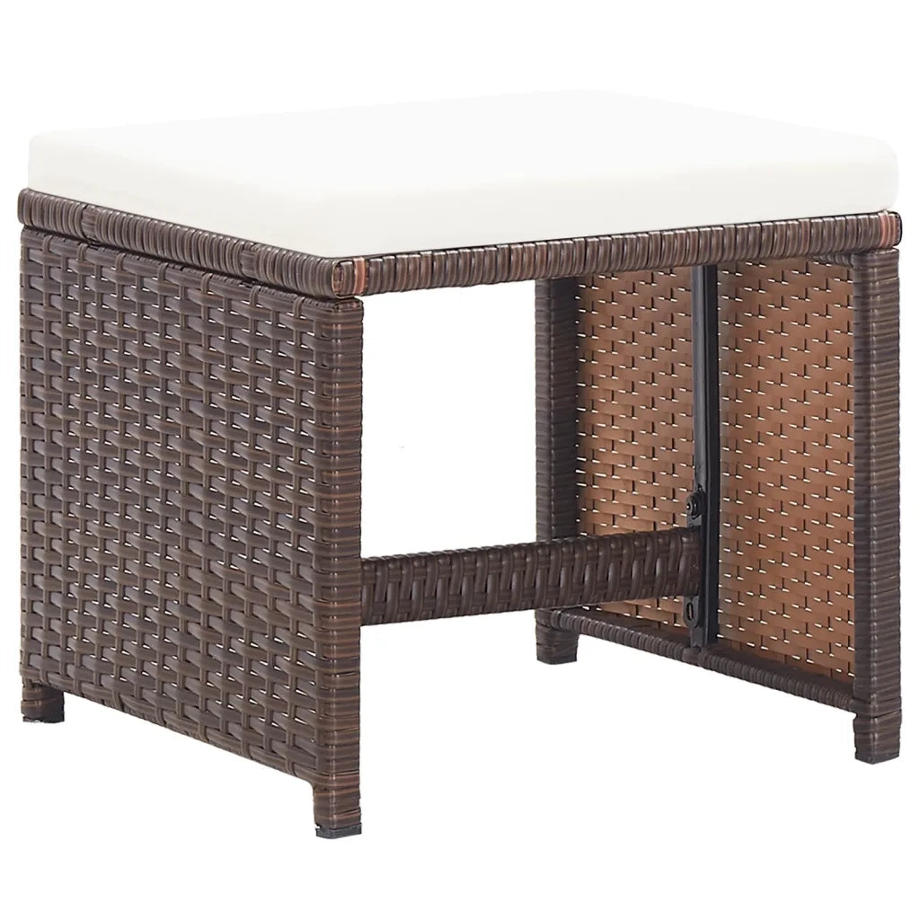 Sgabelli da Giardino 4 pz con Cuscini in Polyrattan Marrone CFW8012728