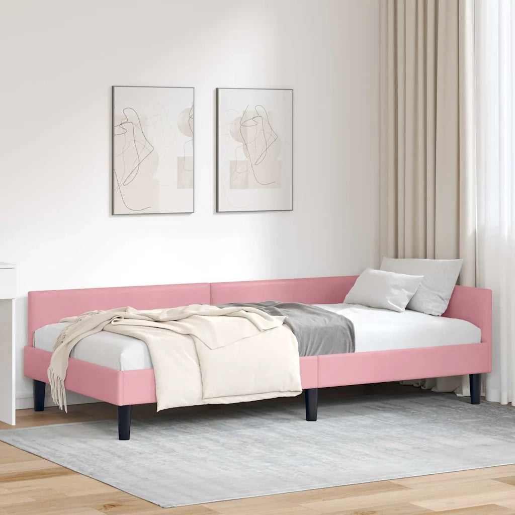 Cornice del letto ad angolo con testiera Rosa 90 cm x 190 cm