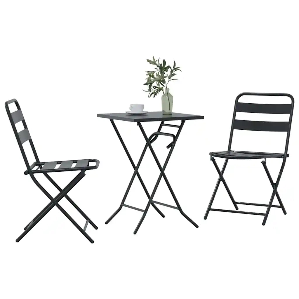 Set Bistro da Giardino 3 pcs Antracite Acciaio