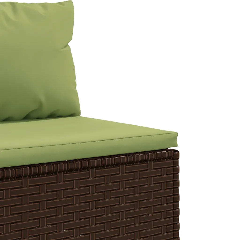 Set Divano da Giardino 3 pz con Cuscini Marrone in Polyrattan 3308454
