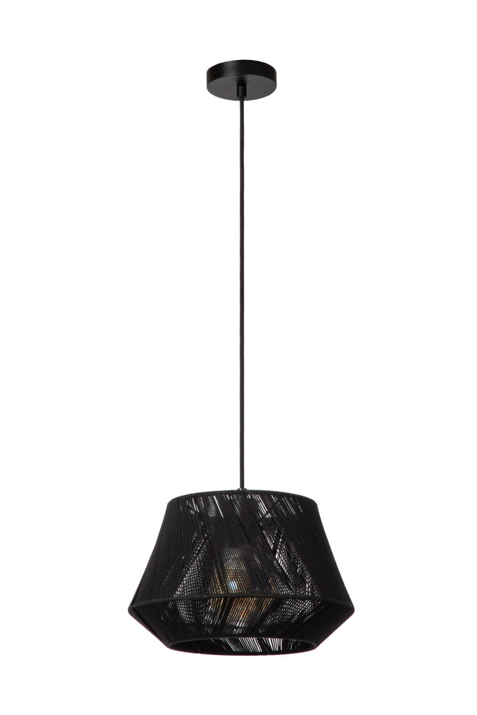 Lampada a sospensione nera in cotone Jessica Lucide E27