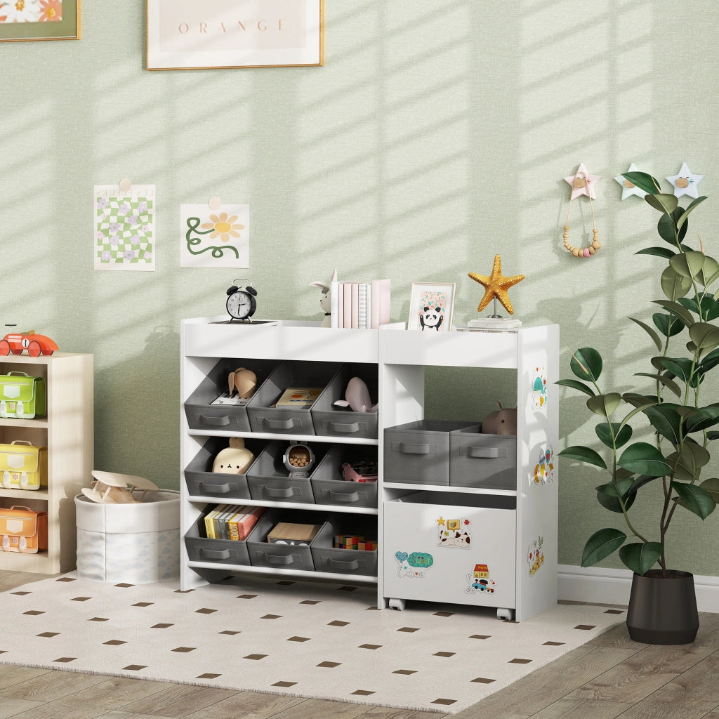 Organizzatore per bambini con 11 cesti ¨C zephmum ¨C bianco 105x30x80 cm
