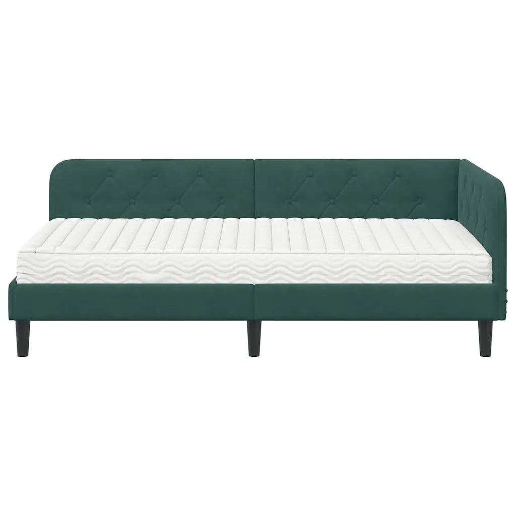 Cornice del letto ad angolo Verde Scuro 90 x 200 cm Velluto 3394156