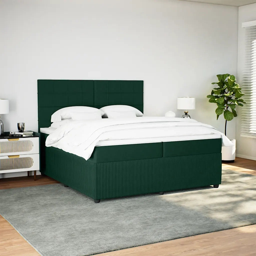 Giroletto a Molle con Materasso Verde Scuro 200x200 cm Velluto 3292433