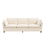 Divano modulare 3 posti con 2 poltrone e cuscini; in chenille beige