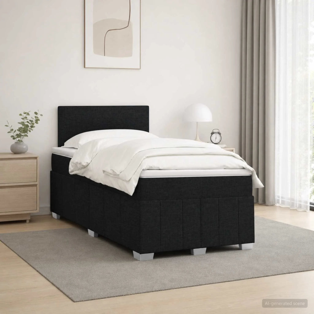 Letto box spring con materasso Nero 120 x 190 cm Tessuto 3452630