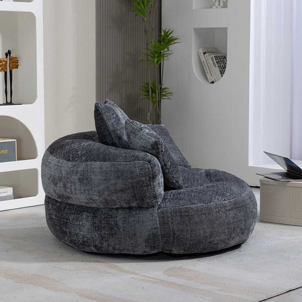Chaise longue - Xylo - gaming chenille grigio con 3 cuscini