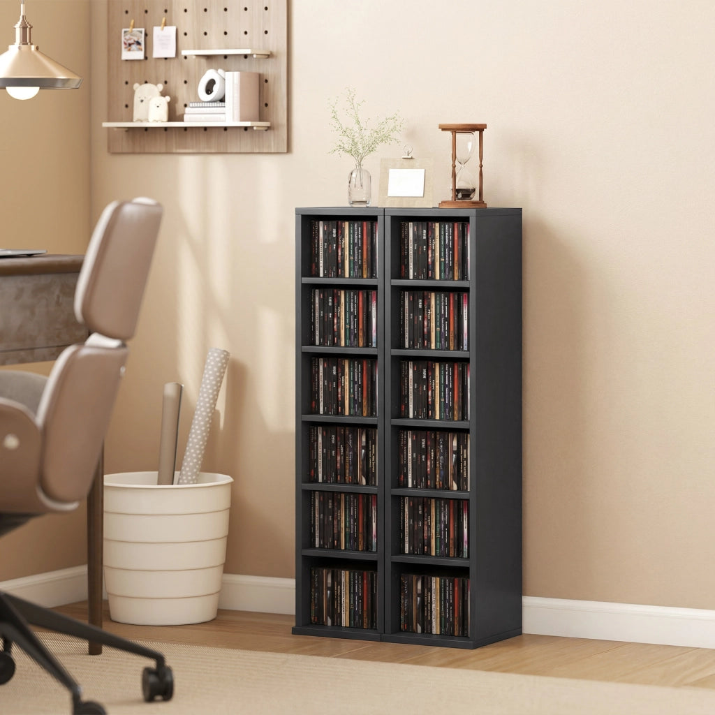 Libreria Colonna 2 Pezzi ¨C Xylo ¨C Nero 12 Scomparti 21x22,5x88,5cm