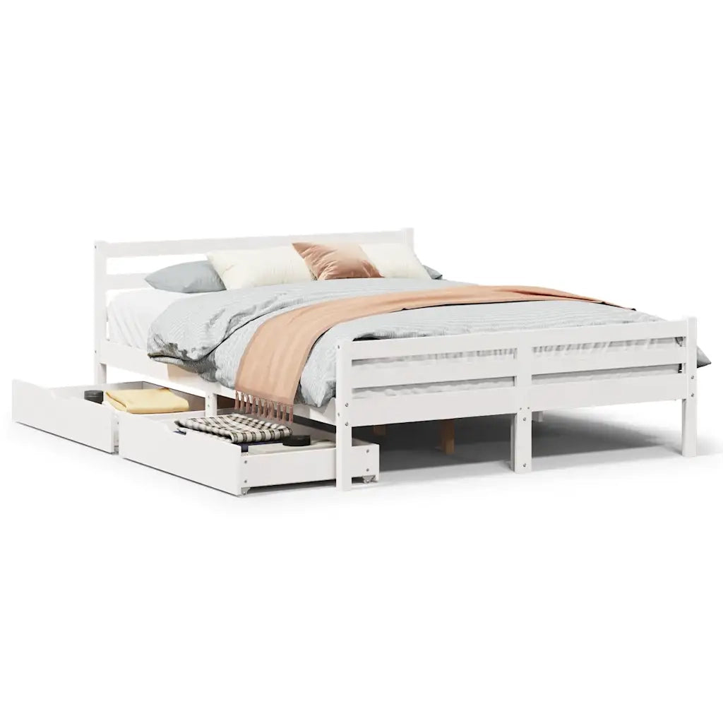 Letto senza Materasso-Struttura Letto Bianco 140x200 cm Legno Massello di Pino 546827
